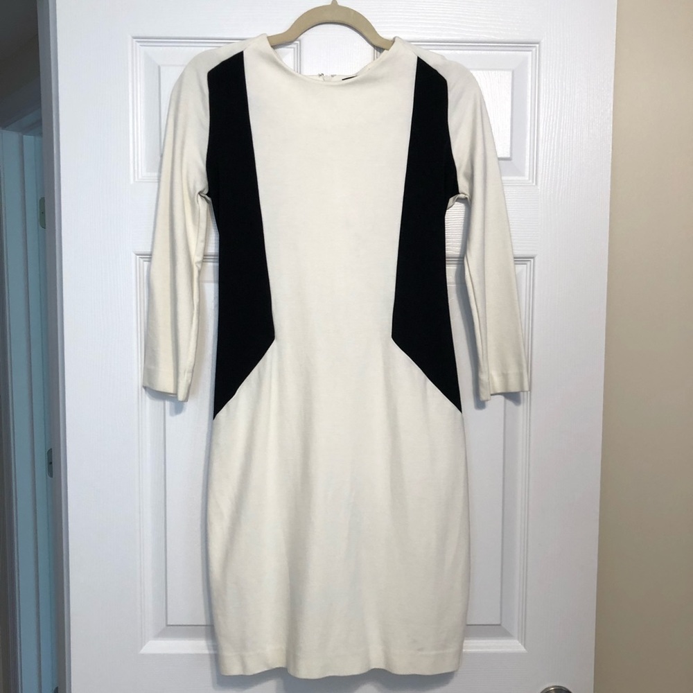 Zara white dress with black shaping - M